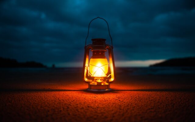 lighted kerosene lantern -