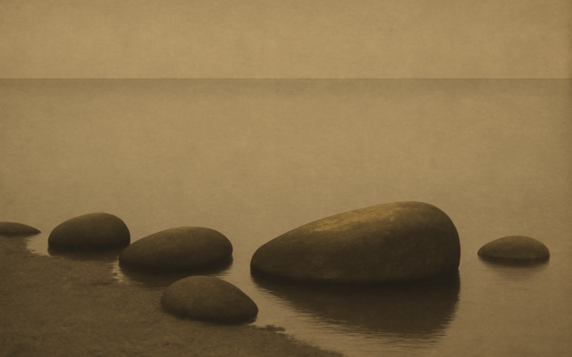 still lake stone shore