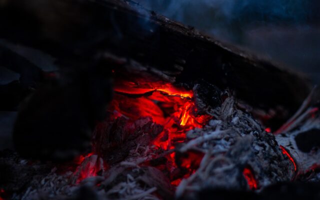 burning wood on fire pit