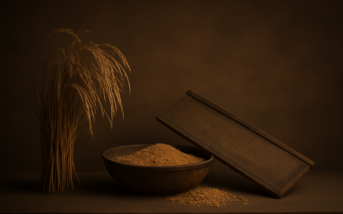 threshing grain dusk