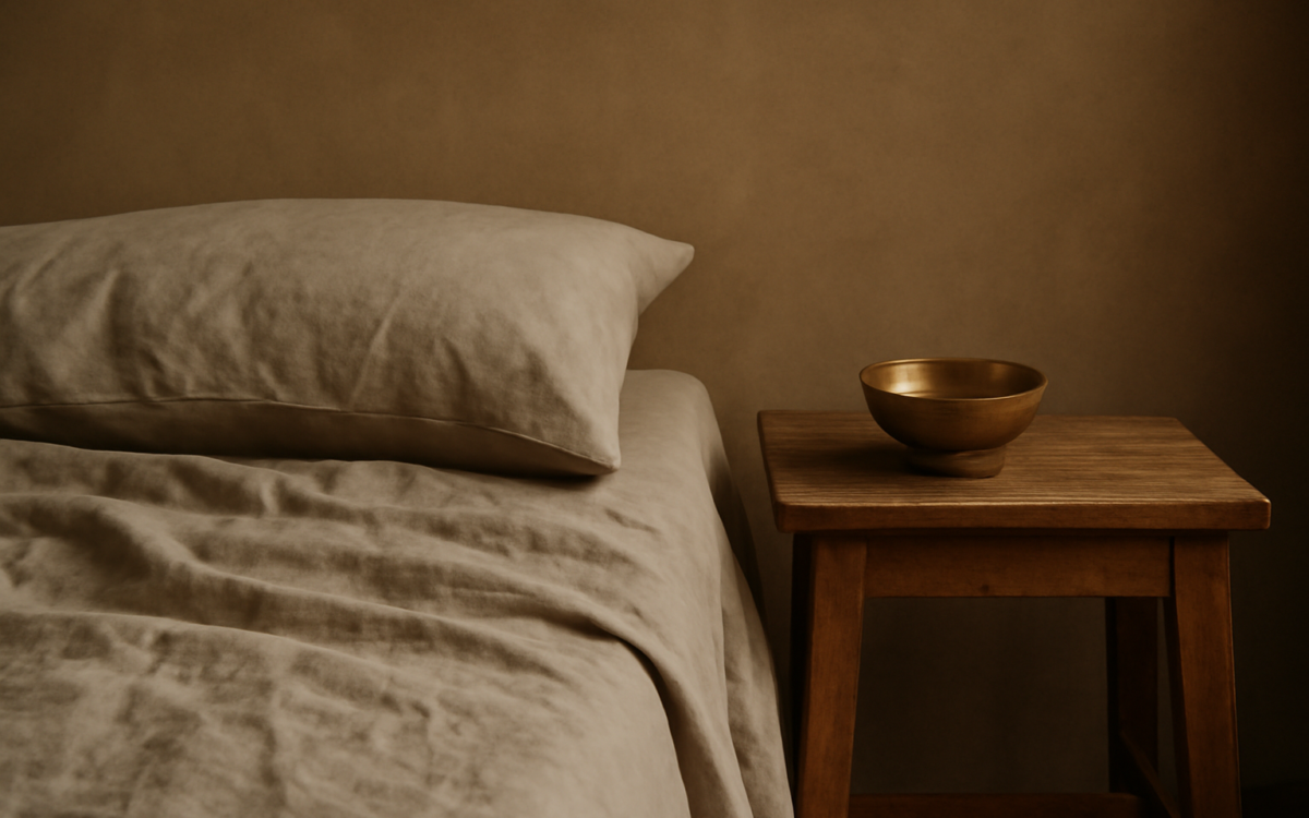 linen bed timber morning