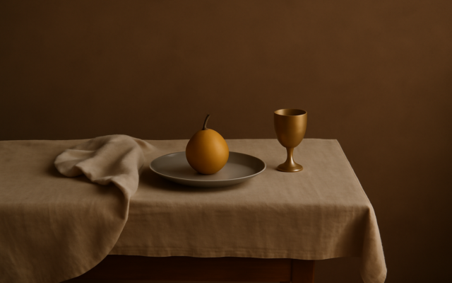timber dining table linen light