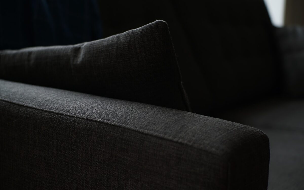 grayscale photography of sofa