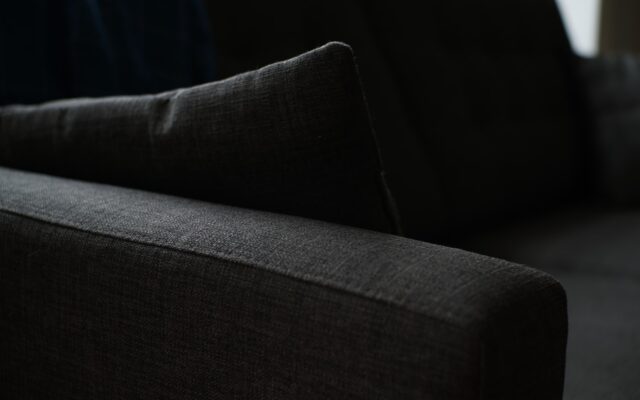 grayscale photography of sofa