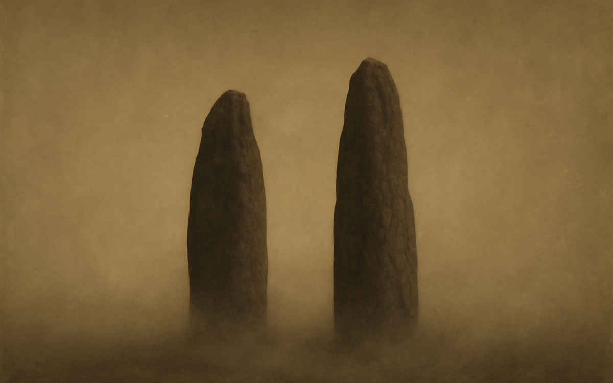 twin standing stones mist