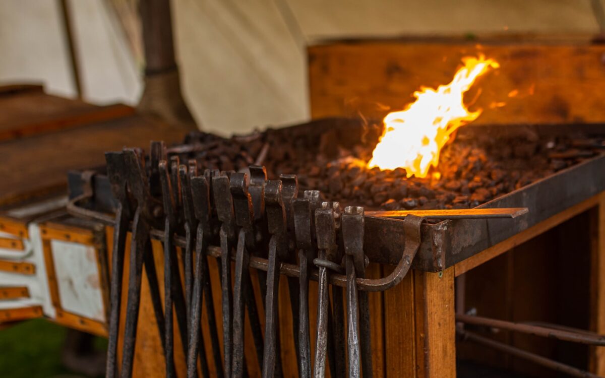 a fire burning in a grill