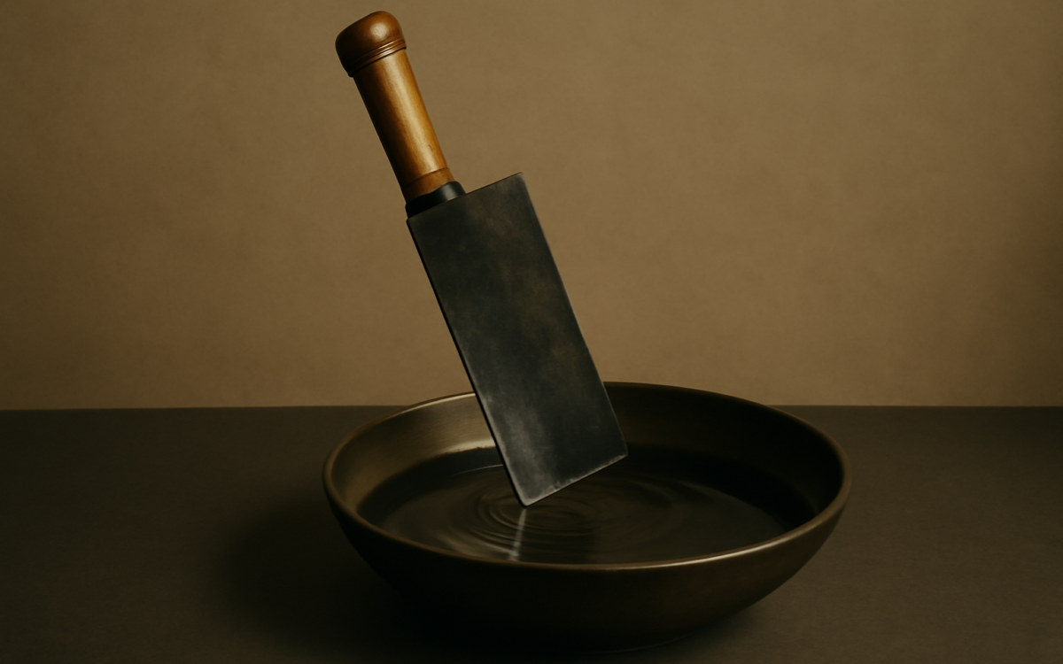 blade rinsed water