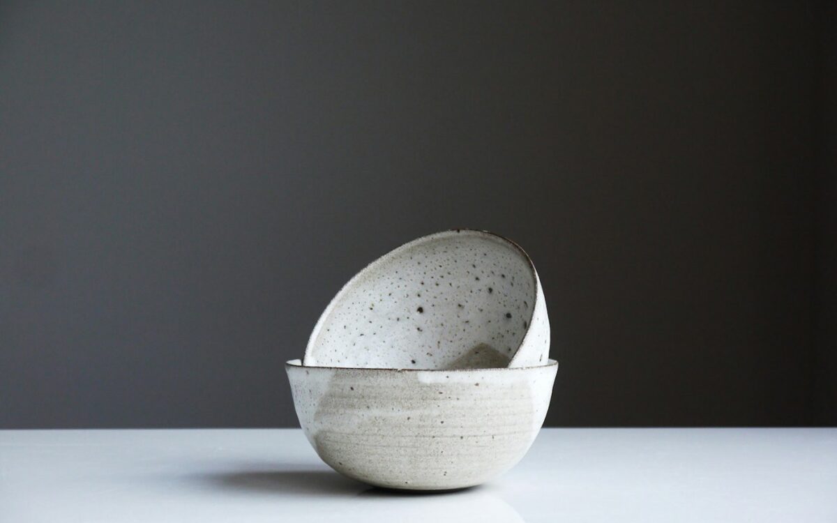 two white ceramic bowls