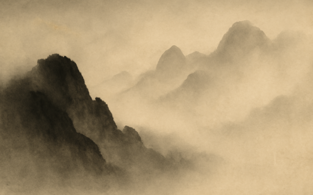 ink wash mountain mist