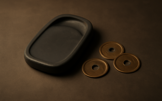 ink stone bronze coins