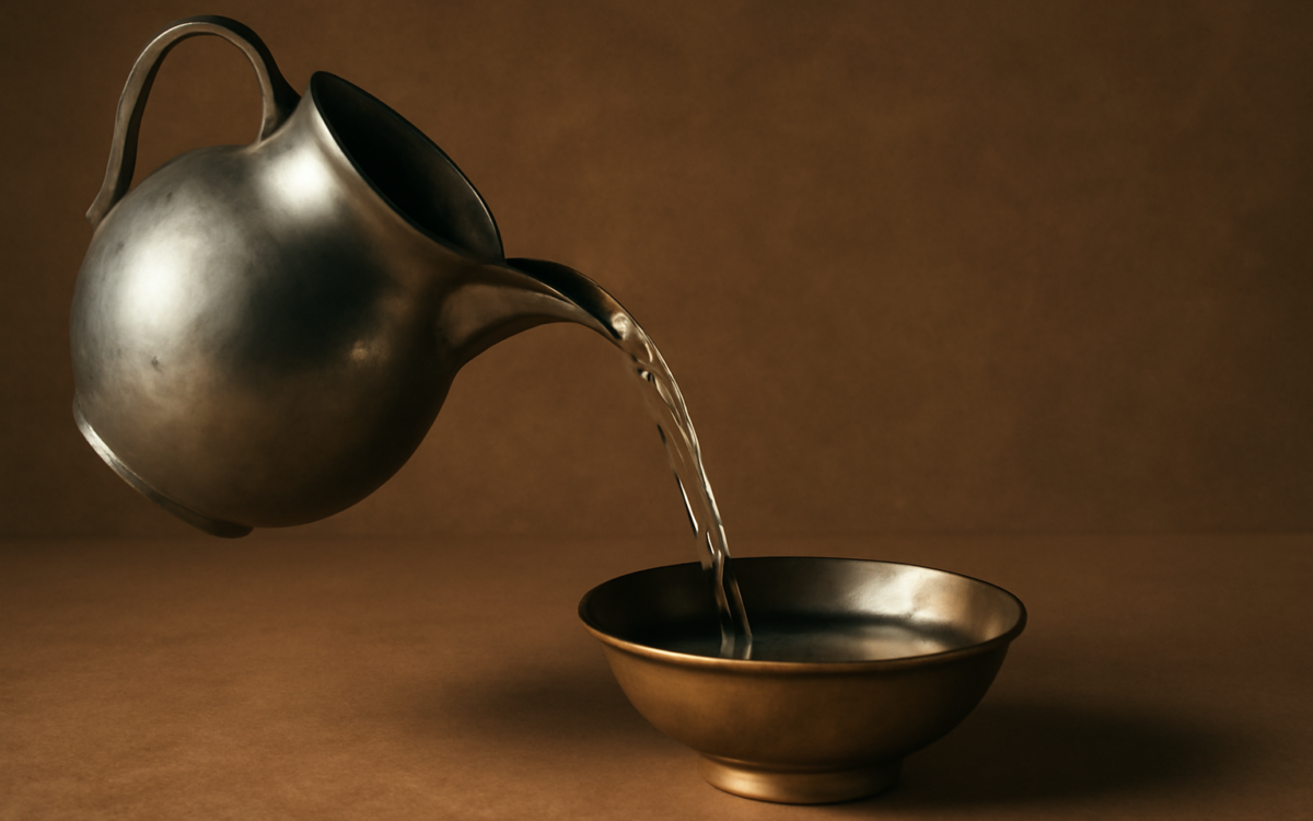 silver poured water
