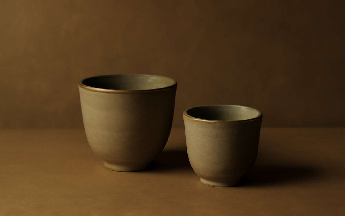 two clay cups