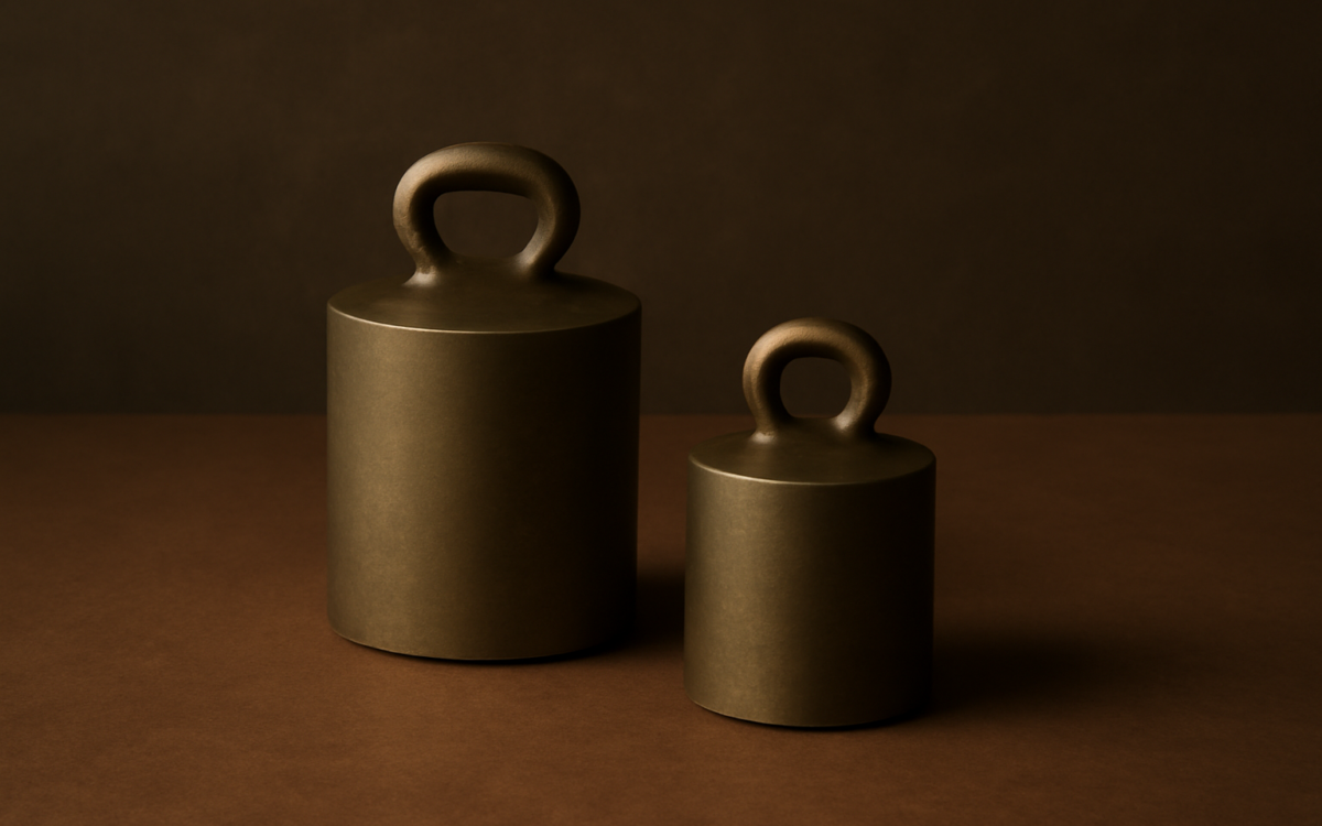 two brass weights