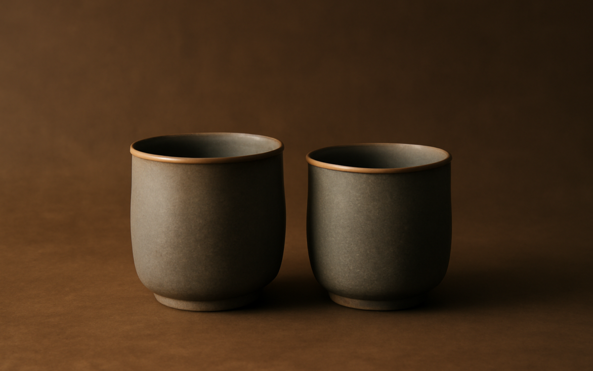 paired stoneware cups