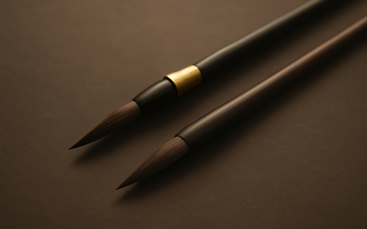 two ink brushes resting