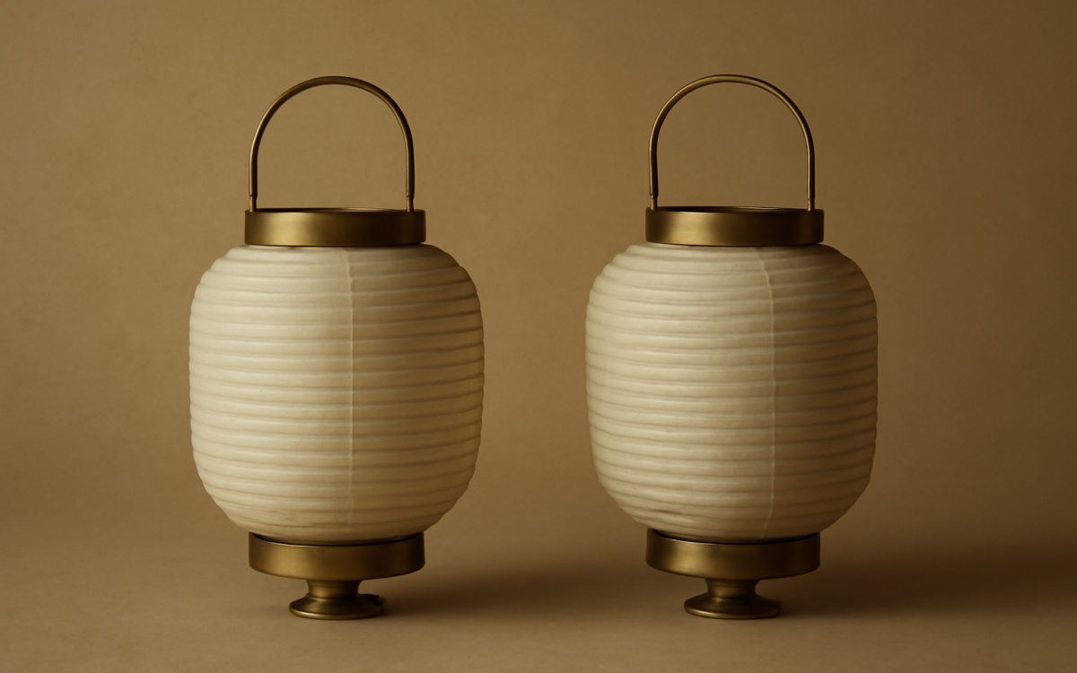 two lanterns facing
