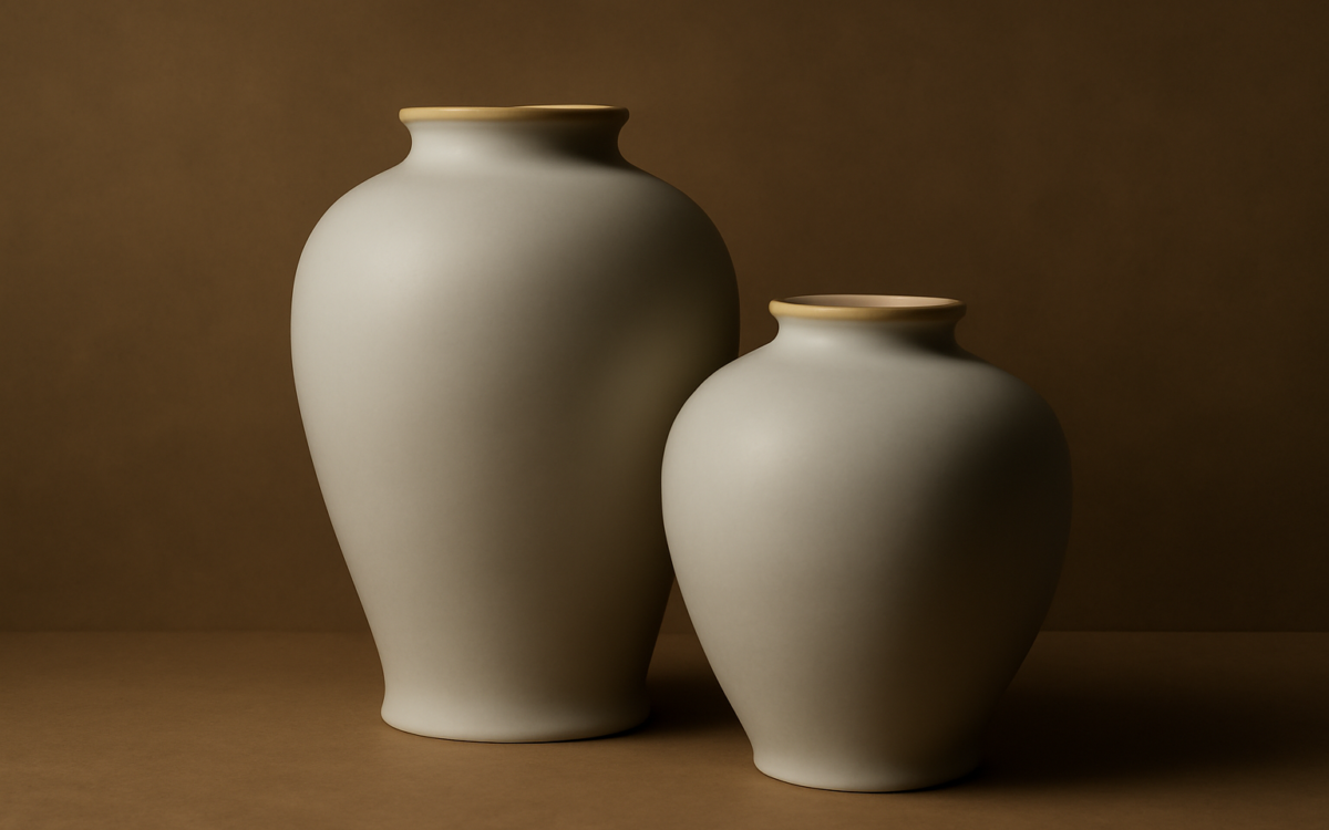 two porcelain jars matte