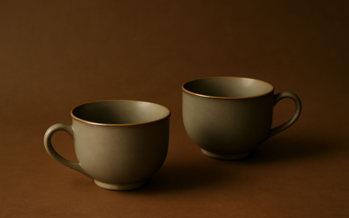 paired teacups still life