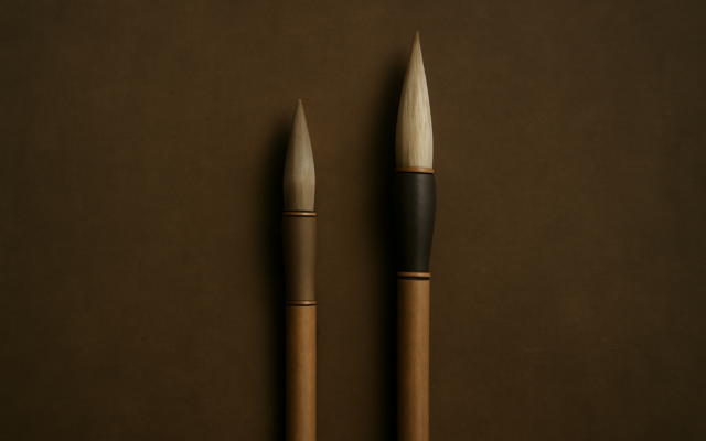 two bamboo brushes