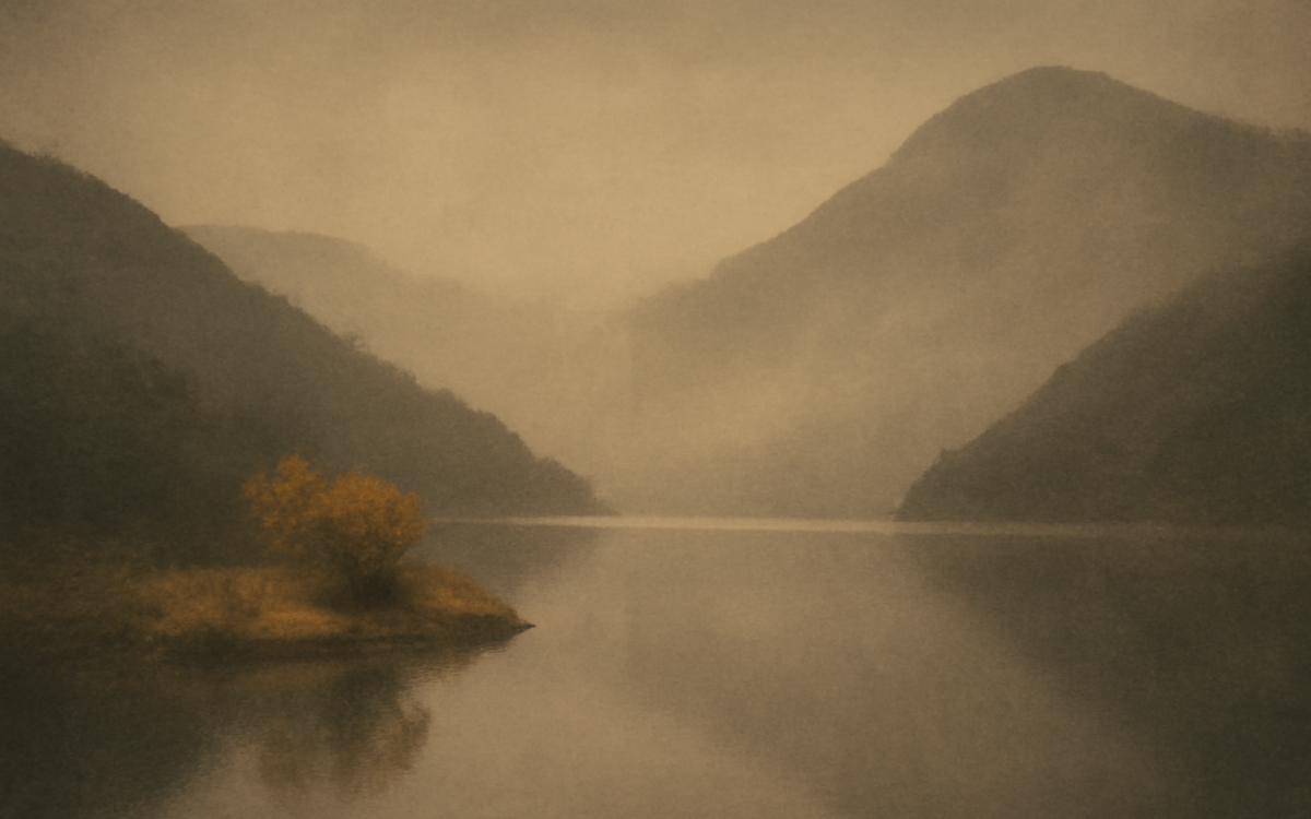 mountain misted reservoir