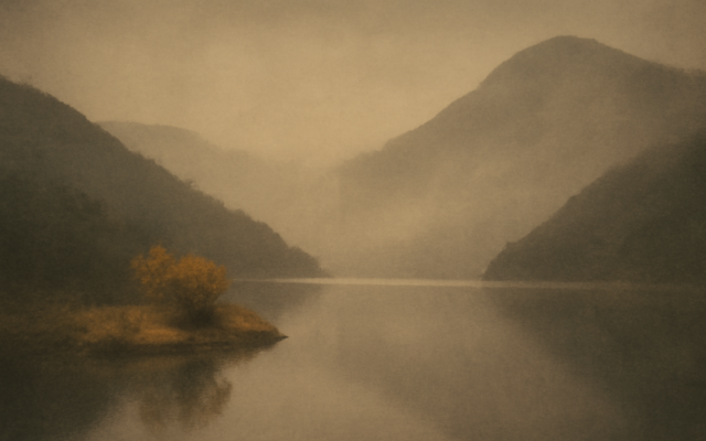 mountain misted reservoir