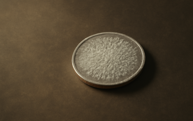 silver coin frost water