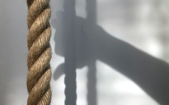 brown rope on black metal fence