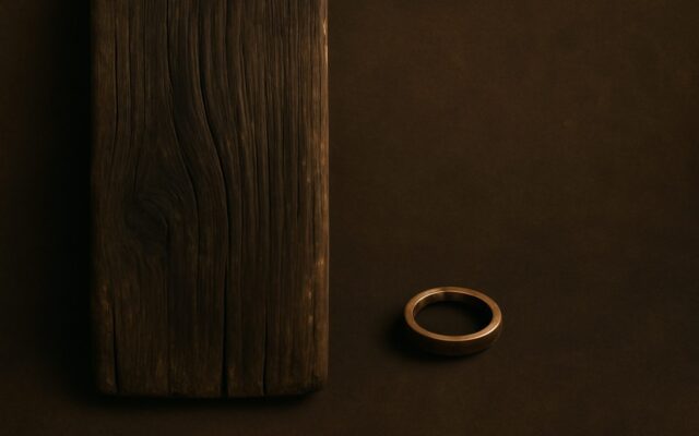 Weathered timber grain in low light, illustrating the 1934 Wood Dog (Jia Xu) Chinese zodiac year