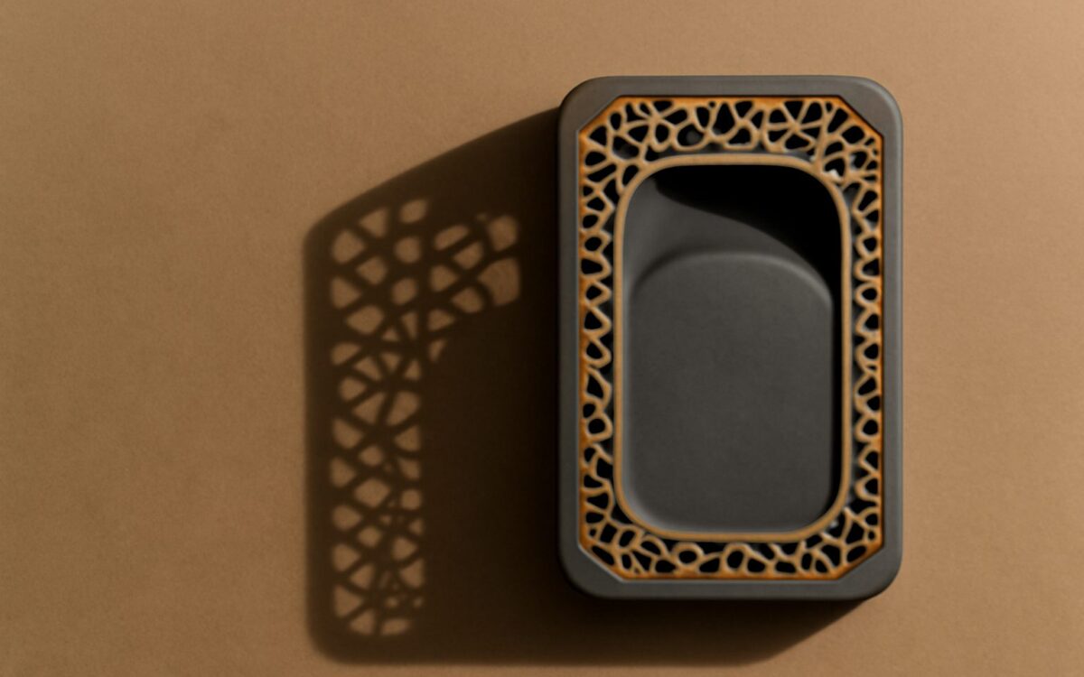Inkstone in a carved lattice frame casting a shadow, a backdrop for the Ba Zi hidden stems chart