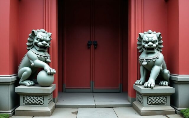 石狮子怎么摆？雄狮踩绣球、雌狮抚幼狮与左右之分