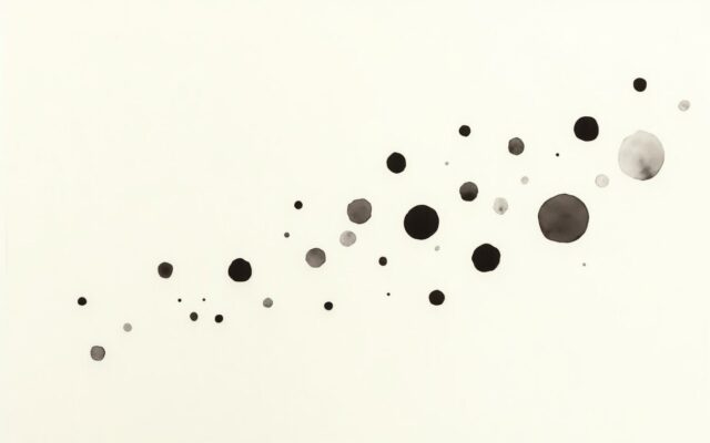 Scattered ink dots on textured rice paper, evoking how face reading interprets moles