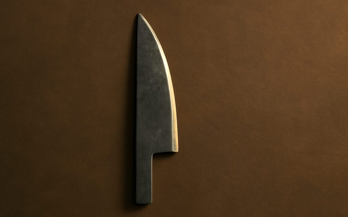 Forged steel blade, evoking Geng Metal for the hour stem table of Geng days