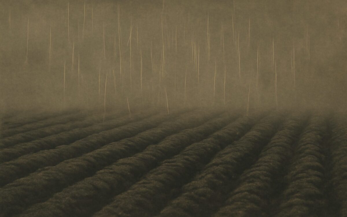 Tilled soil in the rain, illustrating the hour stem table for Ji Earth days