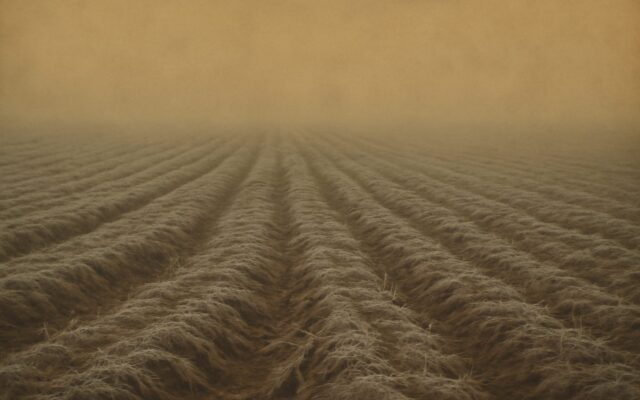 Frost-covered ploughed field, evoking the Metal Ox (Xin Chou) year in Chinese astrology