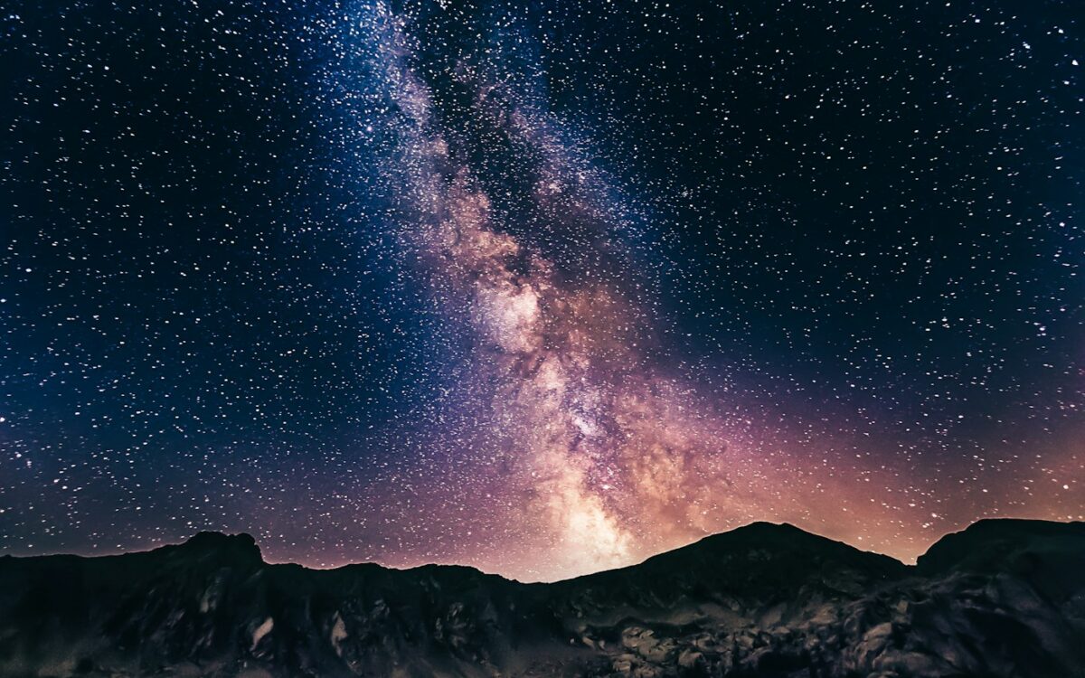 The Milky Way over mountains, the river of stars in the Qixi story