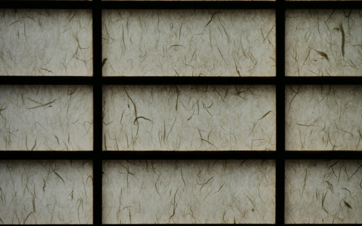 Paper lattice window panes in soft daylight