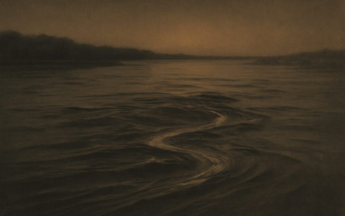 River current flowing at dusk, reflecting the Water Horse (Ren Wu) year in Chinese astrology