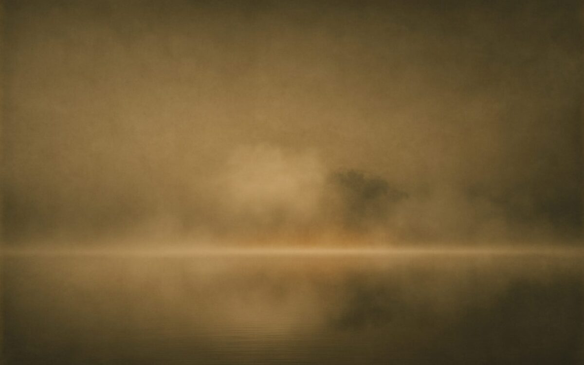 Mist over still water, evoking the Water Pig (Gui Hai) year in Chinese astrology
