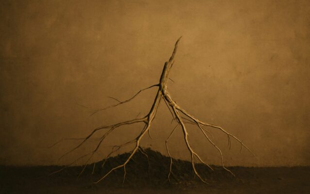 Tree roots spreading through soil, reflecting the Wood Dog (Jia Xu) year in Chinese astrology